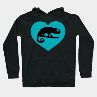 Blue Cute Chameleon Heart for Chameleon Lovers Hoodie